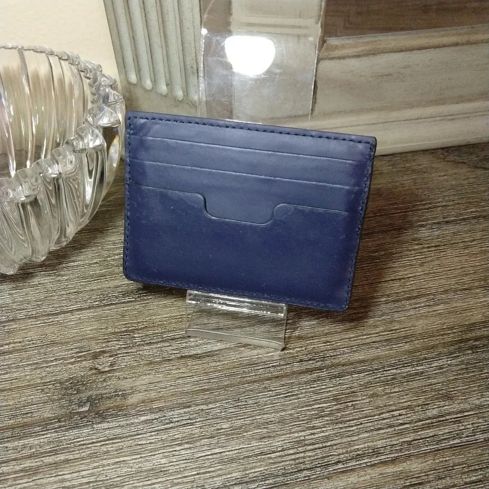Cole Haan wallet, front pocket, leather, navy blue, card holder
